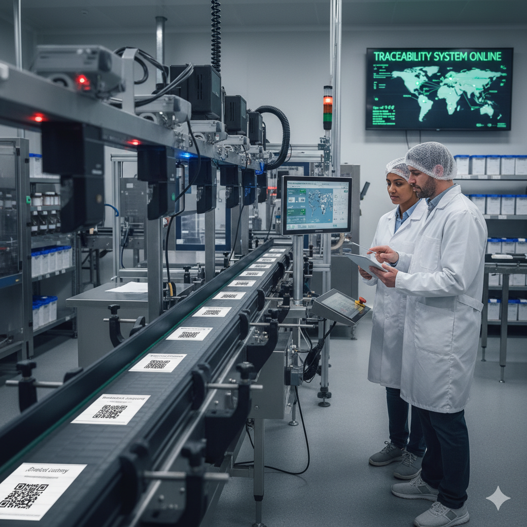 Traceability w branży spożywczej i elektronicznej — kody QR i RFID śledzące procesy produkcji.