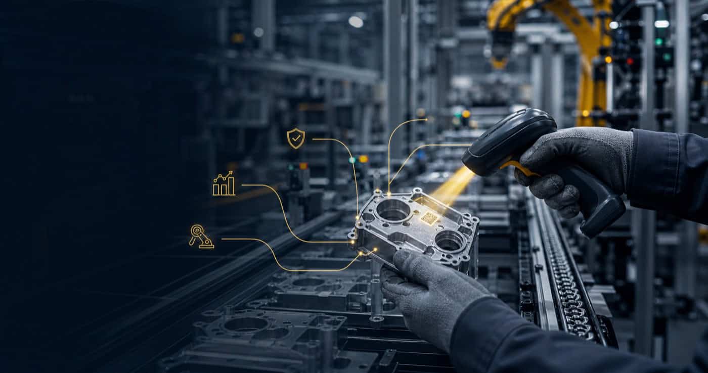 Skanowanie komponentu na linii produkcyjnej w systemie traceability